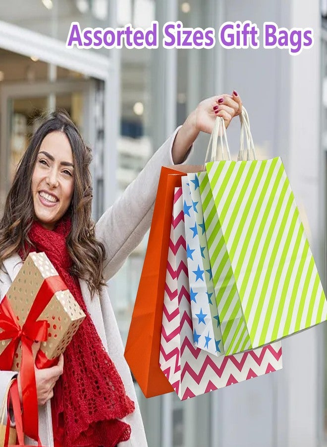 KEEPARTY 96 PCS Assorted Sizes Gift Bags with Handles 48 Gift Bags 8 Styles 6 Colors with 48 Tissue Papers 6 Colors Perfect for Weddings Parties and Holidays - Image 3